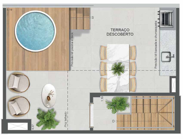 Planta 12 - 1 dorm 70,84m² - cobertura duplex - superior