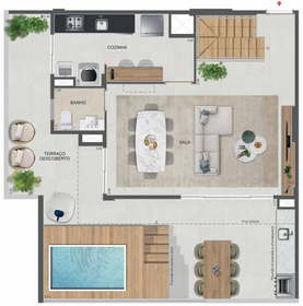 Planta 84 - 4 dorm 194,26m² - cobertura duplex - superior
