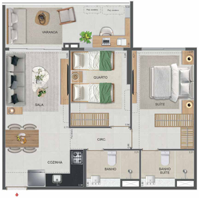 Planta 07 - 2 dorm 62,20m²