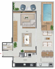 Planta 74 - 4 dorm 184,29m² - cobertura duplex - superior