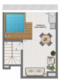 Planta 14 - 1 dorm 64,54m� - cobertura duplex - superior