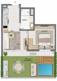 Planta 06 - 1 dorm 50,74m� - garden