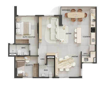 Planta 06 - 2 dorm 72m² - opção 2