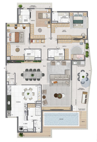 Planta 10 - 4 dorm 264,13m² - cobertura horizontal