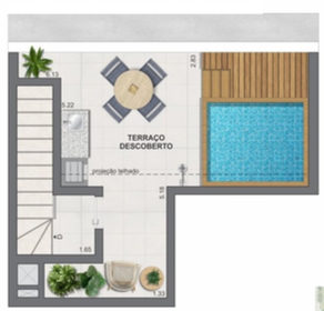Planta 16 - 1 dorm 64,56m² - cobertura duplex - superior