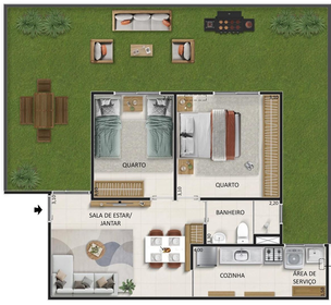 Planta 03 - 2 dorm 81,58m² - garden
