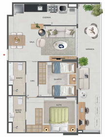 Planta 29 - 2 dorm 77,25m²