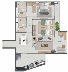 Planta 28 - 2 dorm 75,23m²