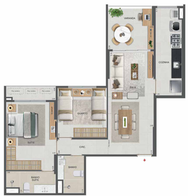 Planta 24 - 2 dorm 74,34m²