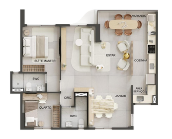 Planta 05 - 2 dorm 72m² - opção 1