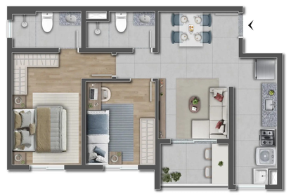 Planta 04 - 2 dorm 53,99m�