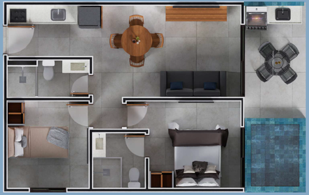 Planta 04 - 2 dorm 61,60m� - garden