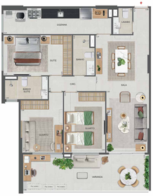 Planta 39 - 3 dorm 107,74m²