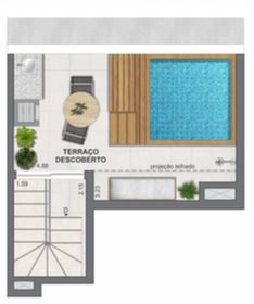 Planta 08 - 1 dorm 56,37m� - cobertura duplex - superior
