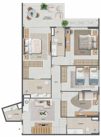 Planta 79 - 4 dorm 191,59m² - cobertura duplex - inferior