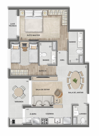 Planta 06 - 2 dorm 74,71m�