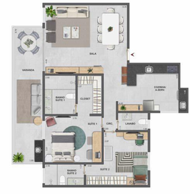 Planta 04 - 2 dorm 103,84m² - opção