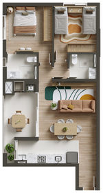 Planta 10 - 2 quartos com 2 suítes 70,63m²
