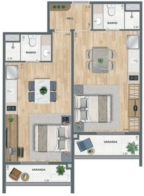 Planta 07 - 2 dorm 60,33m²
