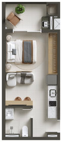 Planta 02 - 1 quarto 30,26m² - studio