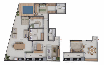 Planta 06 - 3 dorm 122,23m² - garden