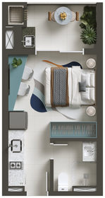 Planta 01 - 1 quarto 24,80m² - studio