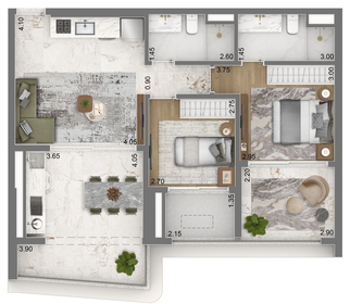 Planta 05 - 2 dorm 80m�
