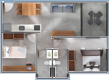 Planta 03 - 2 dorm 59,56m�