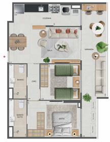 Planta 27 - 2 dorm 75,02m²
