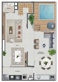Planta 62 - 3 dorm 151,14m² - cobertura duplex - superior