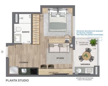 Planta 06 - 1 dorm 35,58m² - studio - opção