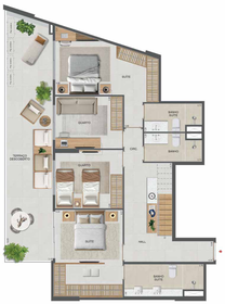 Planta 81 - 4 dorm 193,84m² - cobertura duplex - inferior