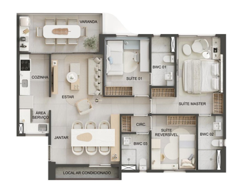 Planta 07 - 3 dorm 86m²