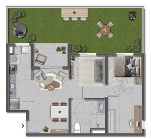 Planta 07 - 1 dorm 83,22m� - garden