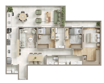 Planta 03 - 3 dorm 120m²