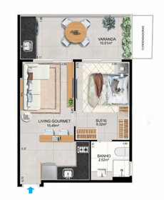 Planta 06 - 1 dorm 40,87m²