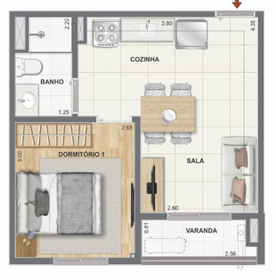 Planta 01 - 1 dorm 32m�