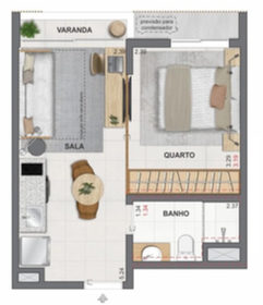 Planta 01 - 1 dorm 30,94m� - studio