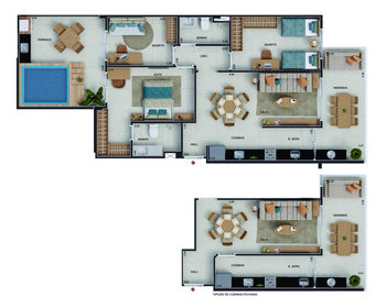 Planta 05 - 3 dorm 98,78m² - garden