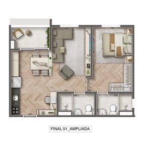 Planta - 49m² 1 suíte - Final 1 