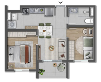 Planta 01 - 2 dorm 40,71m�