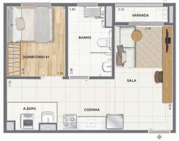 Planta 06 - 1 dorm 38,41m�
