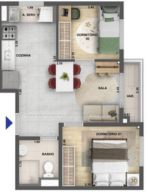 Planta 06 - 2 dorm 38,85m²