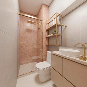 Conheça 100 banheiro do imóvel - Studio 1 quarto Lançamento Metrocasa Clube Guilhermina - São Paulo,SP Vila Esperança, à venda - R$ 239.382 - II-84762-133090 - 8 100 banheiro - 8