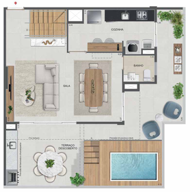 Planta 78 - 4 dorm 187,57m² - cobertura duplex - superior