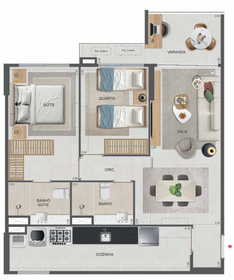 Planta 20 - 2 dorm 71,94m²