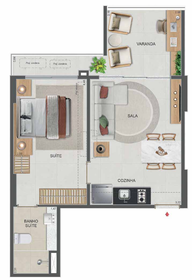 Planta 06 - 1 dorm 43,66m²