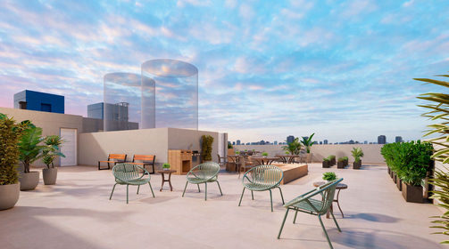 Conheça 270 terraço coletivo do imóvel - Studio 1 quarto Lançamento Metrocasa Clube Guilhermina - São Paulo,SP Vila Esperança, à venda - R$ 239.382 - II-84762-133090 - 24 270 terraço coletivo - 24