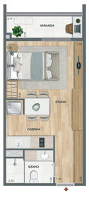 Planta 01 - 1 dorm 33,20m² - studio