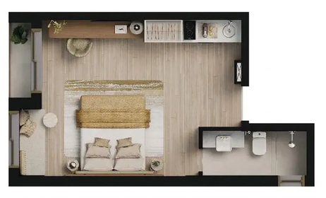 Planta 04 - 1 dorm 31m² - studio